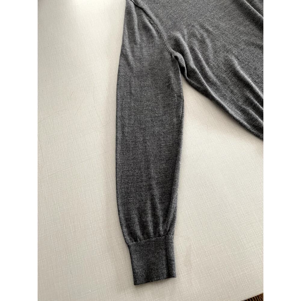 Nordstrom Sz L Merino Wool Sweater Gray Classic Preppy Office Minimalist Basic - Picture 8 of 11